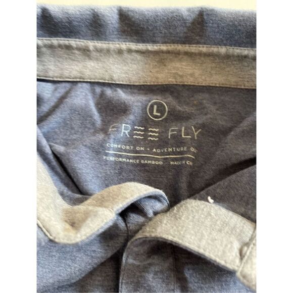 Free Fly Men’s Heritage Polo Sz L Slate Blue Bamboo - Picture 8 of 11
